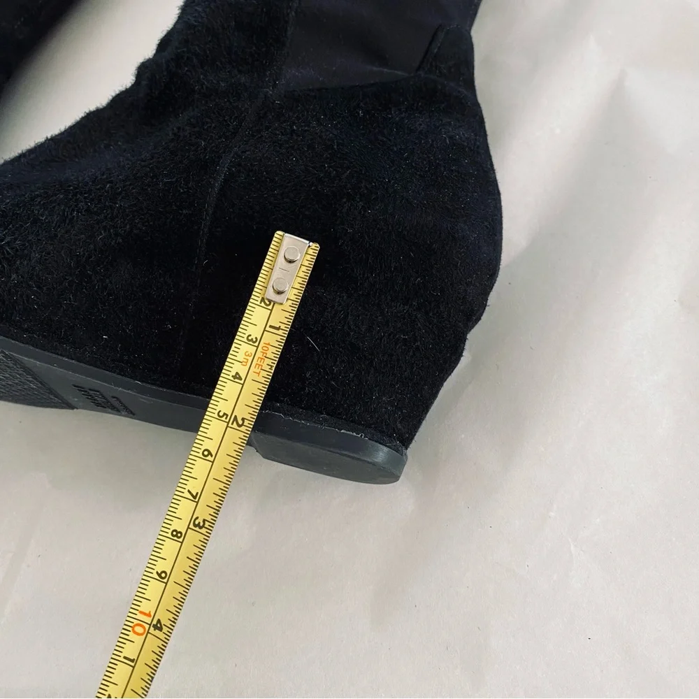 Stuart Weitzman Luxury Classic Black Suede Leather & Neoprene Stretch Calf Boots